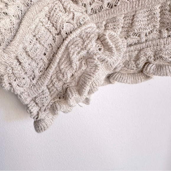 Free People Wild Roses Cardi Ruffle Soft Girl Boho Knit Cardigan Sweater Size M - Picture 3 of 11